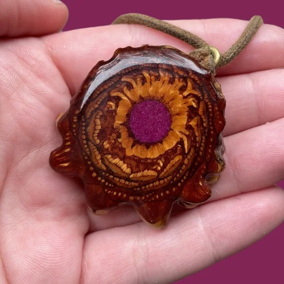 Third Eye Pinecone Pendant and Tigers Eye Beaded Necklace Festival Bundle - Picture 2 of 10